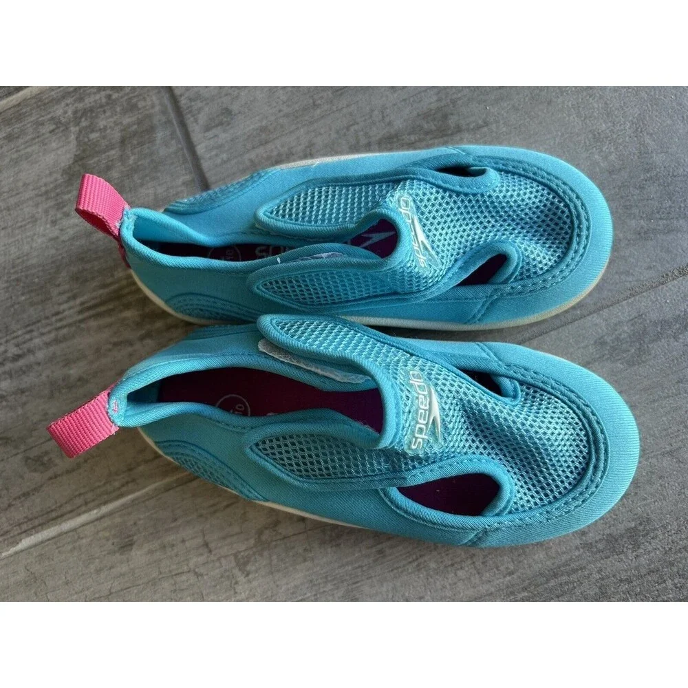 Toddlers Girls Speedo Hybrid Light Blue Water Shoes Easy On & Off Beach L 9 / 10